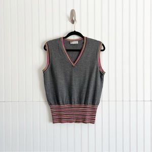 Missoni Gray Sweater Vest with Colorful Stripe